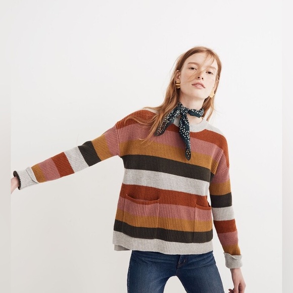 Madewell Patch Pocket Pullover Sweater in Walton Stripe - Picture 1 of 8